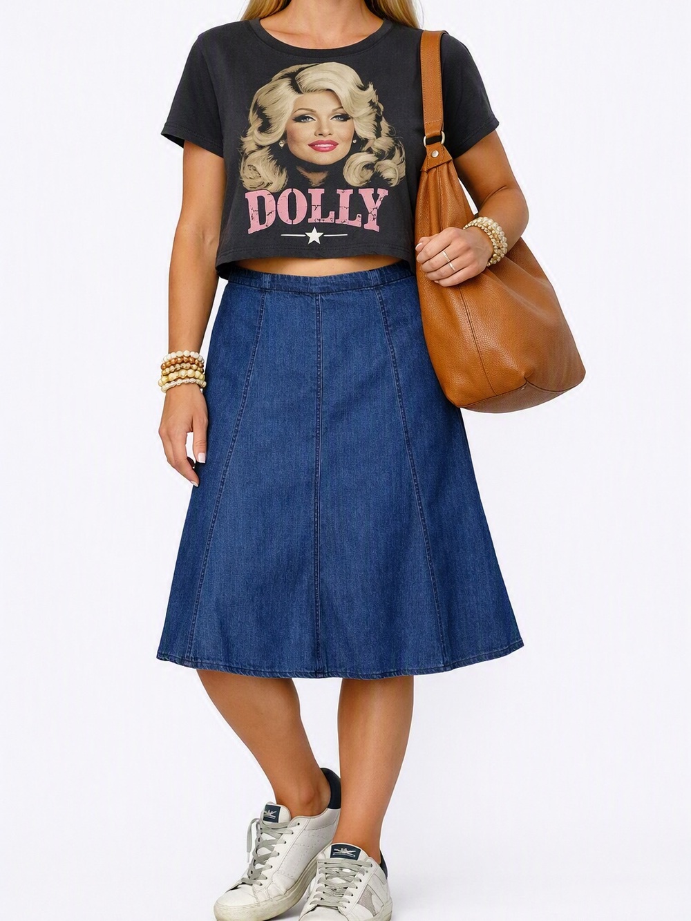 Southern Lady Dark Blue Denim A-Line Skirt true vintage  size 14p